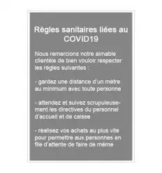 Panneau règles sanitaires coronavirus covid19