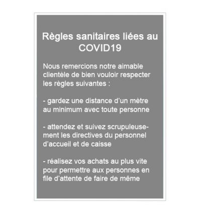 Panneau règles sanitaires coronavirus covid19