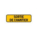 Photo : KM9 - Panonceau temporaire annonçant une sortie de chantier Acier sans pied sans rails - 700 x 200 mm - Classe 1 (T1)