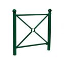 Photo : Barrière croix de Saint André L.1072 mm ou L.1572 mm Vert mousse RAL 6005 - 1072 mm - Simple croix - Boule - À sceller