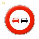 B3 - Panneau interdiction de doubler tous les véhicules à moteur