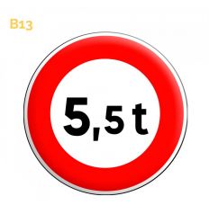 B13 - Panneau accès interdit aux véhicules trop lourds