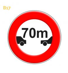 B17 - Panneau interdiction aux véhicules de circuler sans maintenir entre eux un intervalle au moins égal au nombre indiqué  Mys