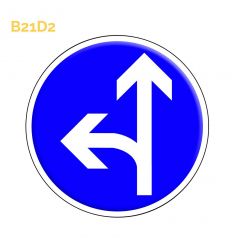 B21d2 - Panneau direction obligatoire à la prochaine intersection: tout droit ou à gauche