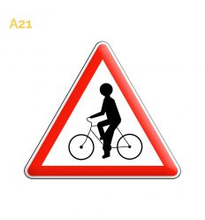 A21 - Panneau Cyclistes Venant de la Droite ou Gauche