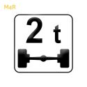 Photo : M4r - Panonceau de poids par essieu véhicule ou camion 350 x 250 mm (1 rail au dos) - Classe 1 (T1)