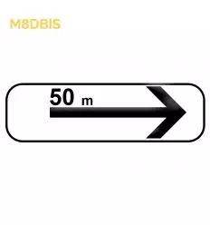 M8d bis - Panonceau section de stationnement à droite avec distance