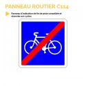 C114 - Panneau d'indication : fin de piste conseillée et réservée aux cycles