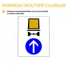 C117B21B - B21C1 - B21C2 - B21D1 - B21D2 - B21E - Panneaux de présignalisation d'un tunnel interdit à certains véhicules