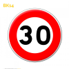 BK14 - Panneau de Chantier de Limitation de Vitesse à 30 km/h en PVC avec ou sans rails