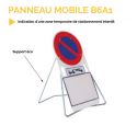 Photo : Balise mobile B6A1 interdiction de stationner avec picto fourrière 450 x 950 mm - Classe 1 (T1) - Support éco indépendant - Pochette A4 non étanche - Simple face