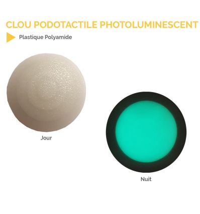 Clou podotactile blanc photoluminescent Clou podotactile blanc photoluminescent