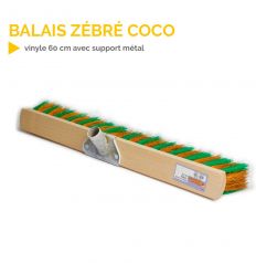 Balais zébré coco / vinyle 60 cm avec support métal