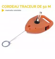 Cordeau traceur de 50 m manivelle rabatable