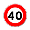 B14 - Panneau limitation de vitesse qui notifie l'interdiction de dépasser la vitesse 40 km/h Prozon