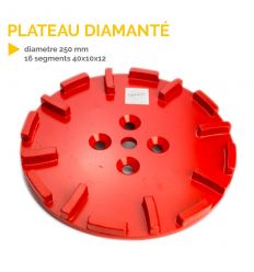 Plateau diamanté diametre 250 mm - 16 segments 40x10x12 Mysignaliation.com