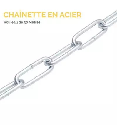 Chaînette en acier -Rouleau de 25 mètres - Résistance 65 kg