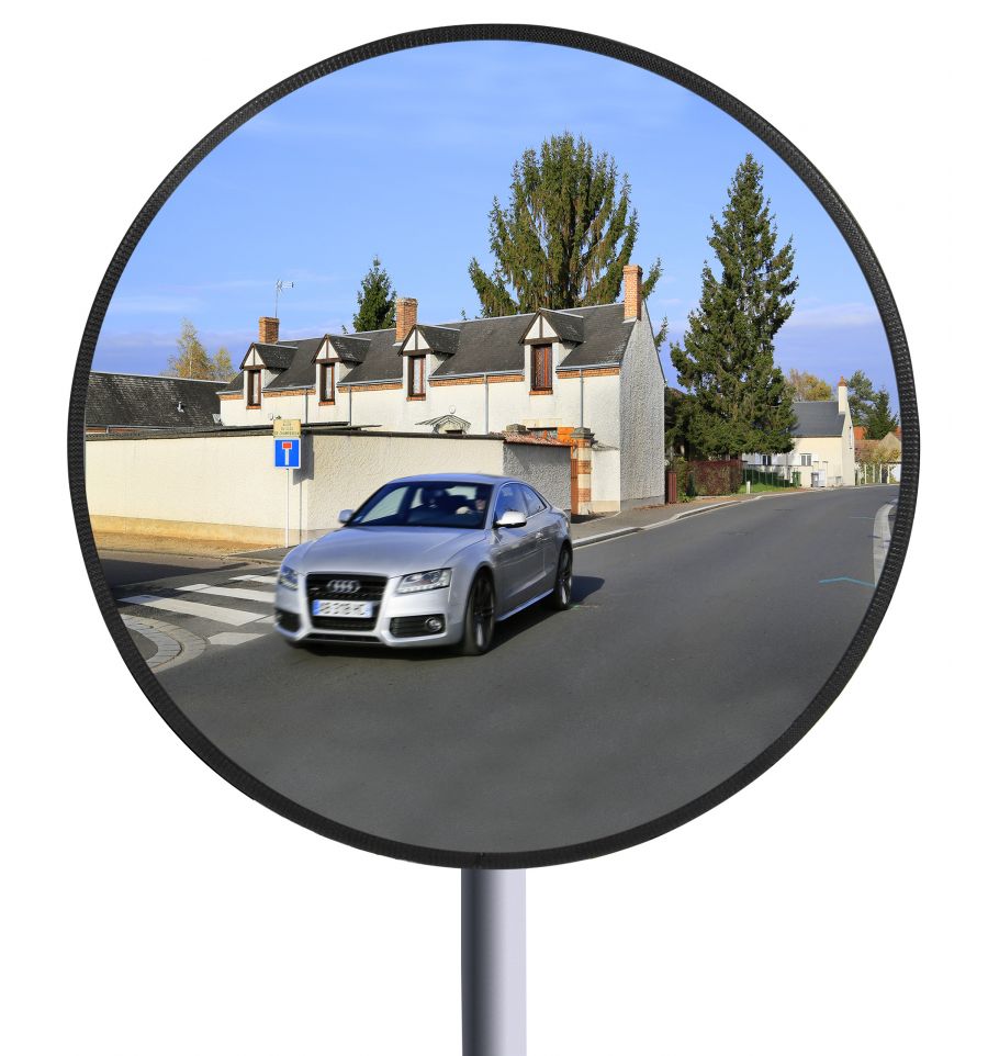 Miroir Convexe Extérieur,sécurité incurvé grand angle - Miroir d'angle rue  à montage sur poteau circulaire, assistant garage d'entrepôt pour allée
