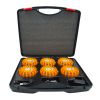 Valise de 6 Balises LED Magnétiques Rechargeables Oranges