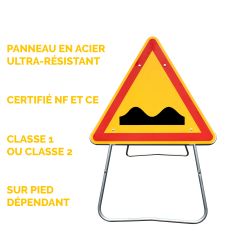 AK2 - Panneau de Chantier Cassis ou Dos d'Âne en Acier sur Pied Dépendant - Points forts