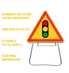 AK17 - Panneau de Chantier Signaux Lumineux Signalisation en Acier sur Pied Dépendant - Points forts