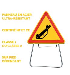 AK31 - Panneau de Chantier Accident en Acier sur Pied Dépendant - Points forts