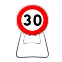 BK14 - Panneau de Chantier de Limitation de Vitesse à 30 km/h en Acier sur Pied Dépendant
