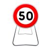 BK14 - Panneau de Chantier de Limitation de Vitesse à 50 km/h en Acier sur Pied Dépendant