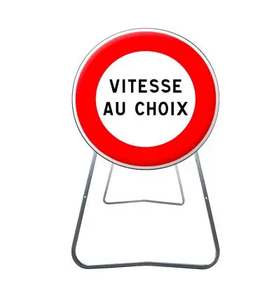 BK14 - Panneau de Chantier de Limitation de Vitesse avec Vitesse Personnalisable en Acier sur Pied Dépendant