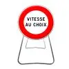 BK14 - Panneau de Chantier de Limitation de Vitesse avec Vitesse Personnalisable en Acier sur Pied Dépendant