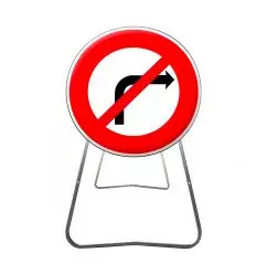 BK2b - Panneau de Chantier Interdiction de Tourner à Droite