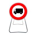 Photo : BK8 - Panneau de Chantier Accès Interdit aux Poids Lourds Acier sur pied dépendant - Petite (Diamètre 650 mm) - Classe 1 (T1)