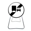 Photo : BK34A - Panneau de Chantier Fin d'Interdiction de Dépassement pour Camions Acier sur pied dépendant - Petite (Diamètre 650 mm) - Classe 1 (T1)