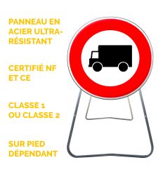 BK8 - Panneau de Chantier Accès Interdit aux Poids Lourds en Acier sur Pied Dépendant - Points forts