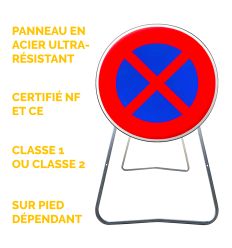 BK6D - Panneau de Chantier Arrêt et Stationnement Interdits en Acier sur Pied Dépendant - Points forts