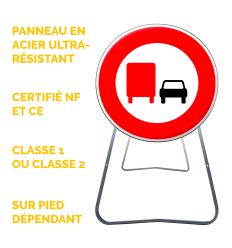 BK3A - Panneau de Chantier Dépassement Poids Lourd Interdit en Acier sur Pied Dépendant - Points forts