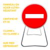 BK1 - Panneau de Chantier Temporaire Sens Interdit Tout Véhicule en Acier sur Pied Dépendant - Points forts