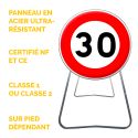 BK14 - Panneau de Chantier de Limitation de Vitesse à 30 km/h en Acier sur Pied Dépendant