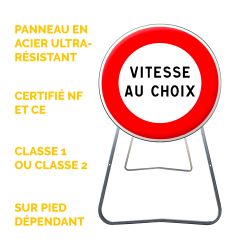 BK14 - Panneau de Chantier de Limitation de Vitesse avec Vitesse Personnalisable en Acier sur Pied Dépendant - Points forts