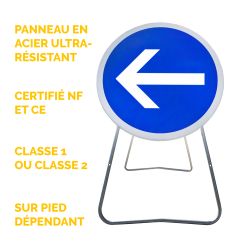 BK21-2  Panneau de Chantier Obligation de Tourner à Gauche en Acier sur Pied Dépendant - Points forts