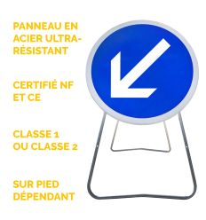 BK21a2 - Panneau de Chantier de Contournement par la Gauche en Acier sur Pied Dépendant - Points forts