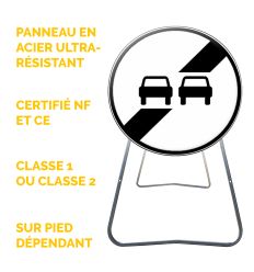 BK34 - Panneau de Chantier de Fin d'Interdiction de Dépassement en Acier sur Pied Dépendant - Points forts