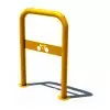 Support de Vélo Acier en forme d'arceau jaune  sur platines avec plaque