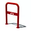 Support de Vélo Acier en forme d'arceau rouge sur platines avec plaque