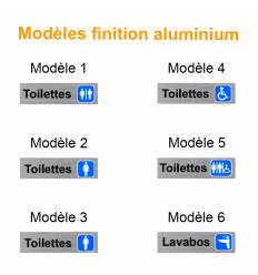 Plaque de porte WC - modèles finition aluminium