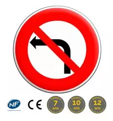 B2a - Panneau interdiction de tourner à gauche à la prochaine intersection