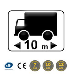 Panonceau longueur maximum camions et véhicules (M4q) : normes et classes