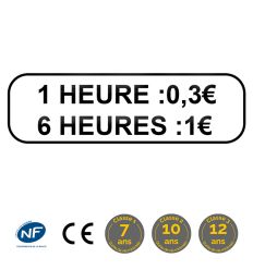 M6g - Panonceau 2 prix pour différentes durées horodateur