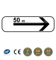 M8d bis - Panonceau section de stationnement à droite avec distance