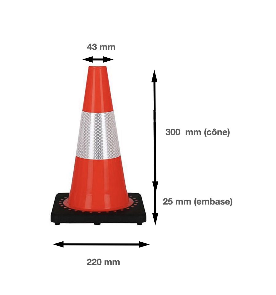 Cone de chantier 300 mm PVC Lesté K5a Dès 5,89€ HT